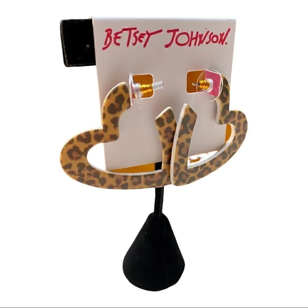 Betsey Johnson Leopard Open Heart Earrings.